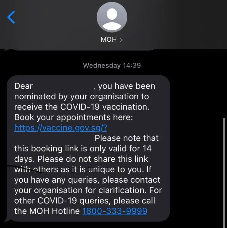 COVID 19 Vaccine SMS Nomination