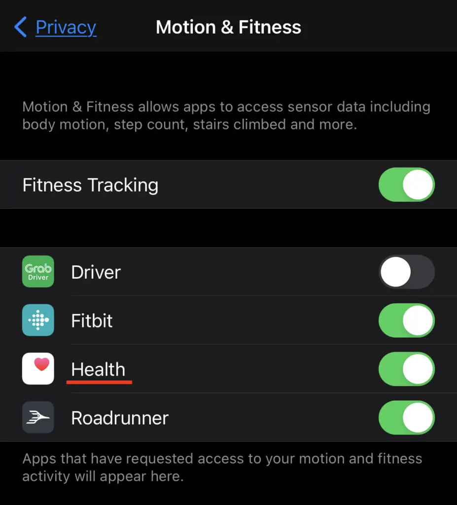Apple Health Connected To Motion Fitness