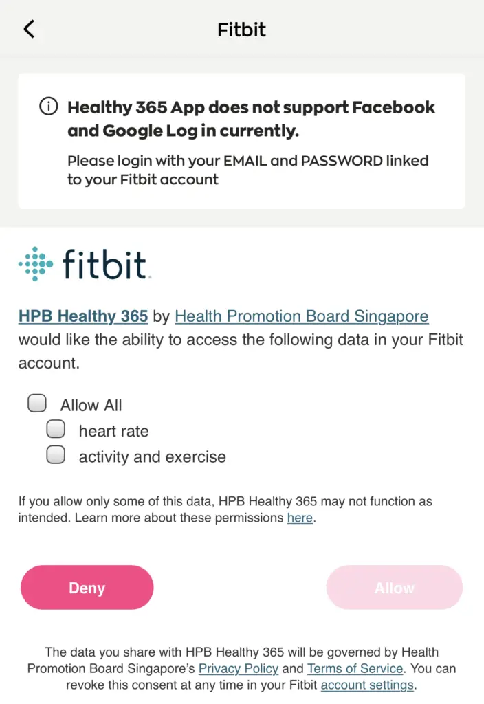 Healthy 365 Fitbit Provide Access