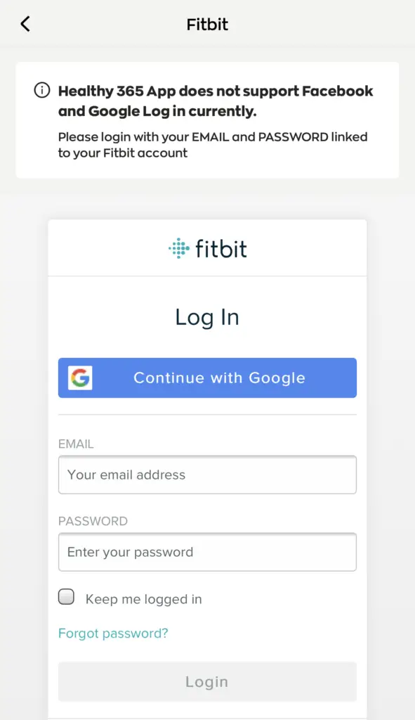 Healthy 365 Select Fitbit Log In