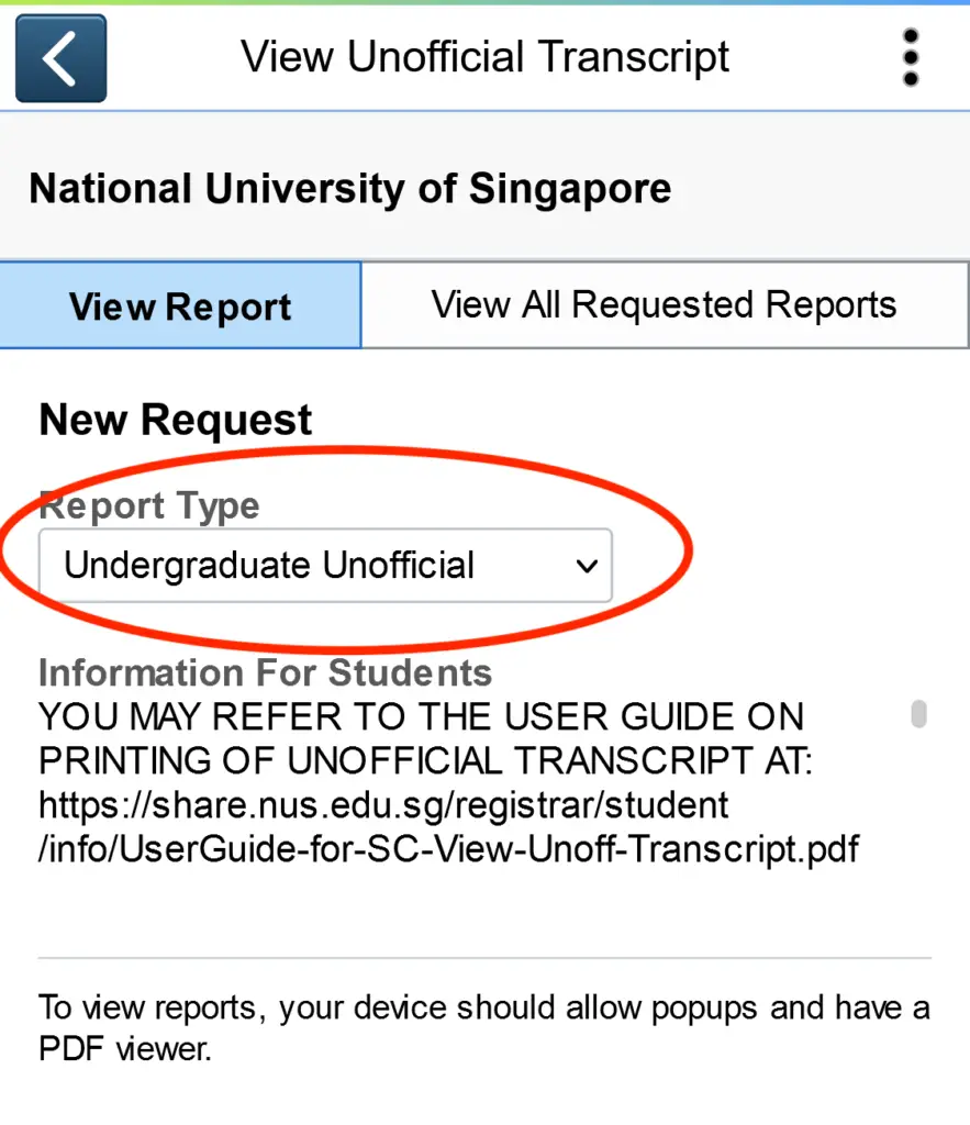 NUS EduRec Select Undergraduate Unofficial