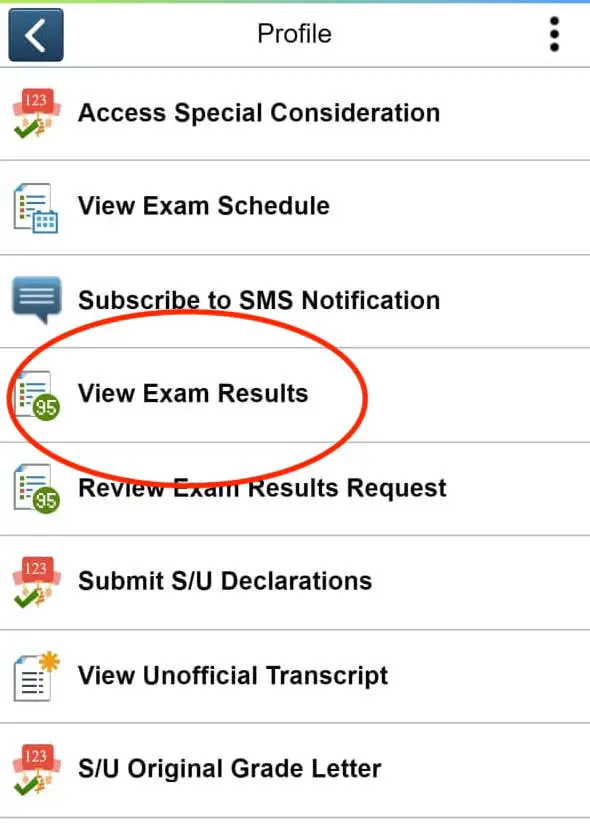 NUS EduRec View Exam Results