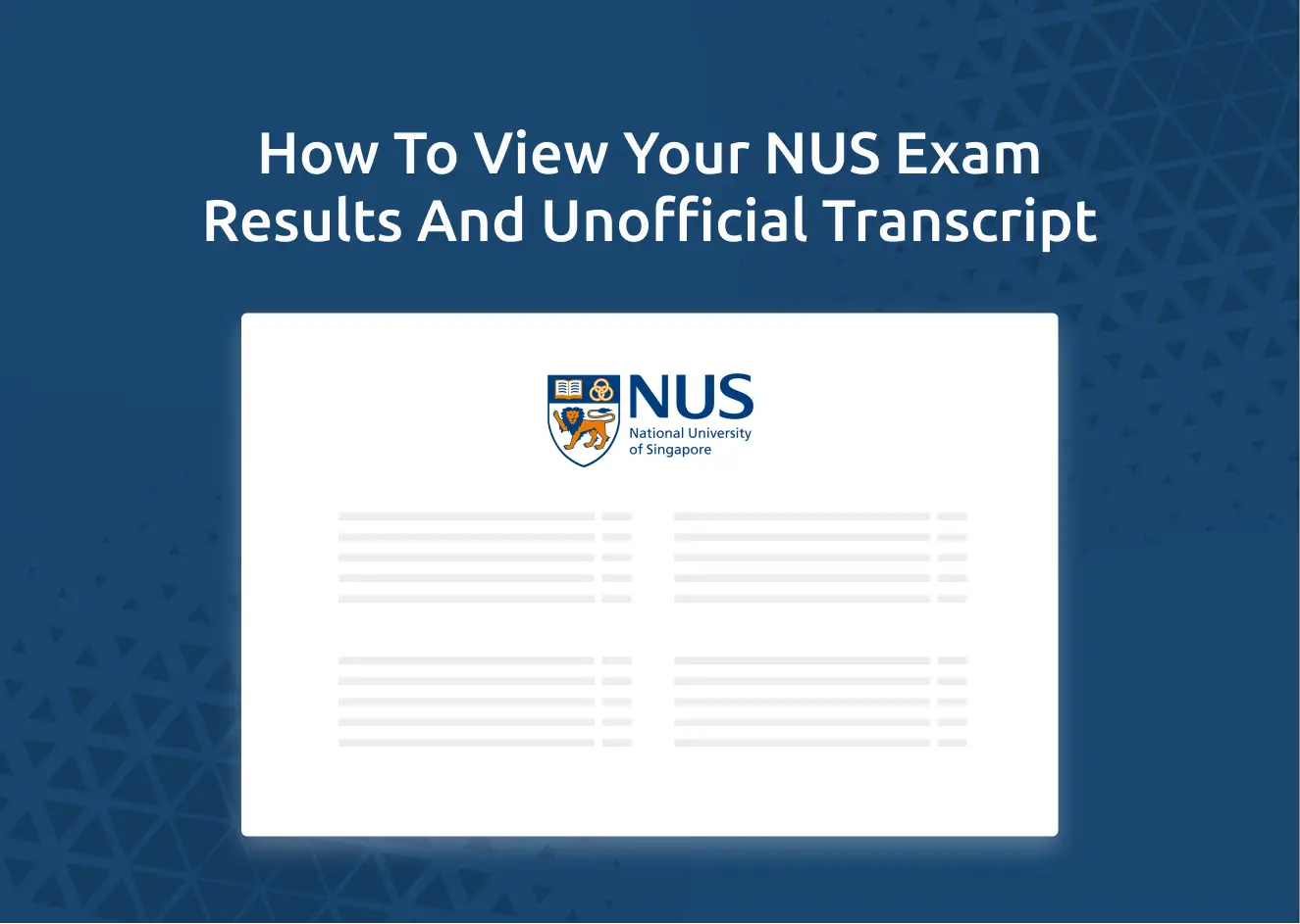 NUS View Exam Results And Unofficial Transcript