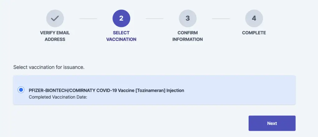 Notarise Vaccination Certificate Select