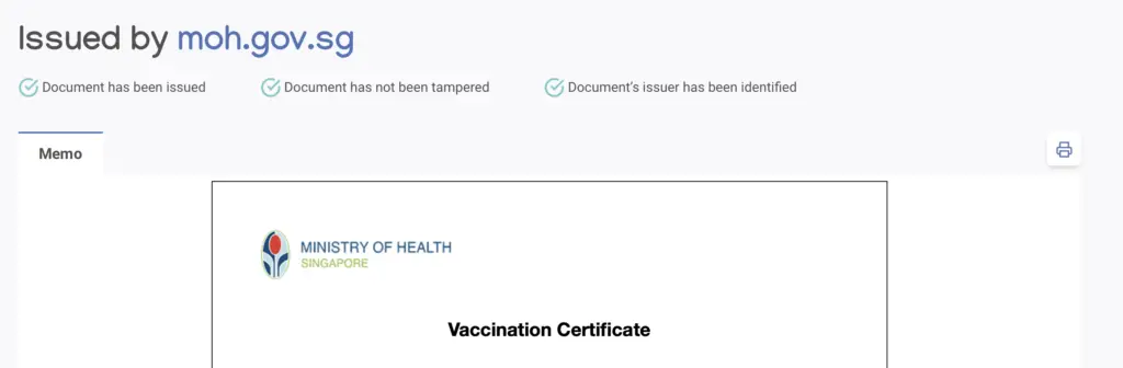 Notarise Vaccination Certificate Verified