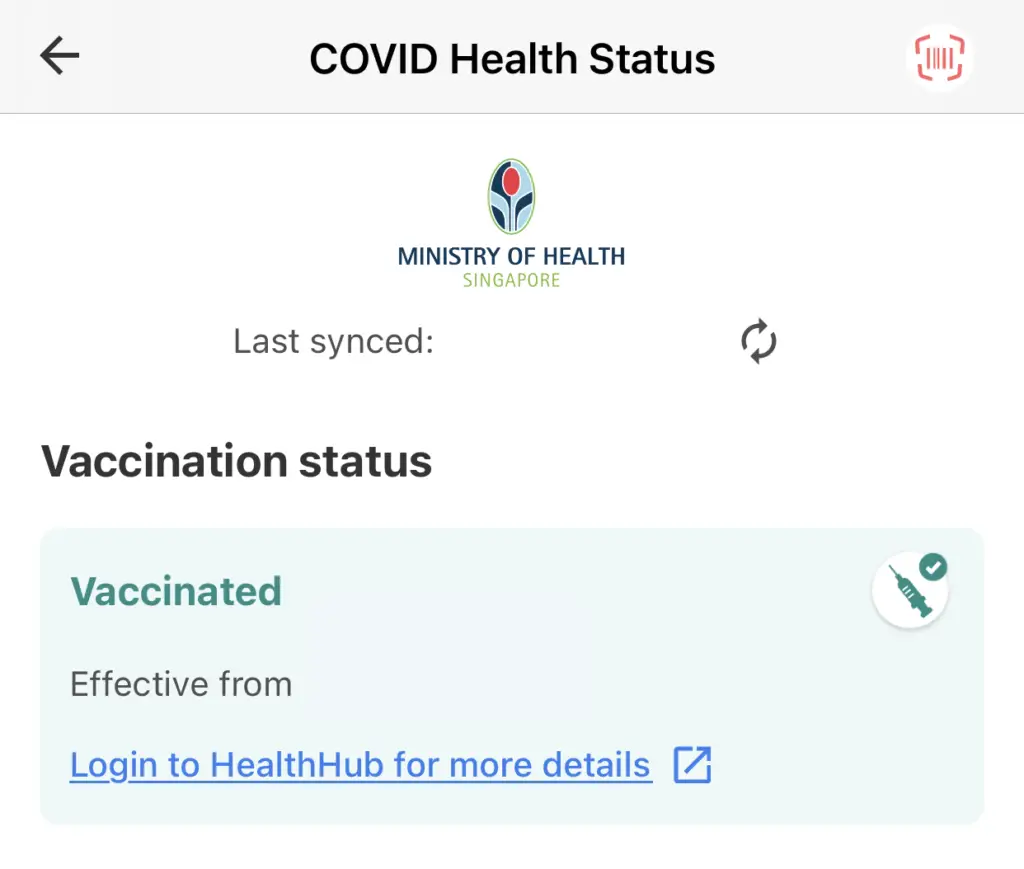 TraceTogether View Vaccination Status