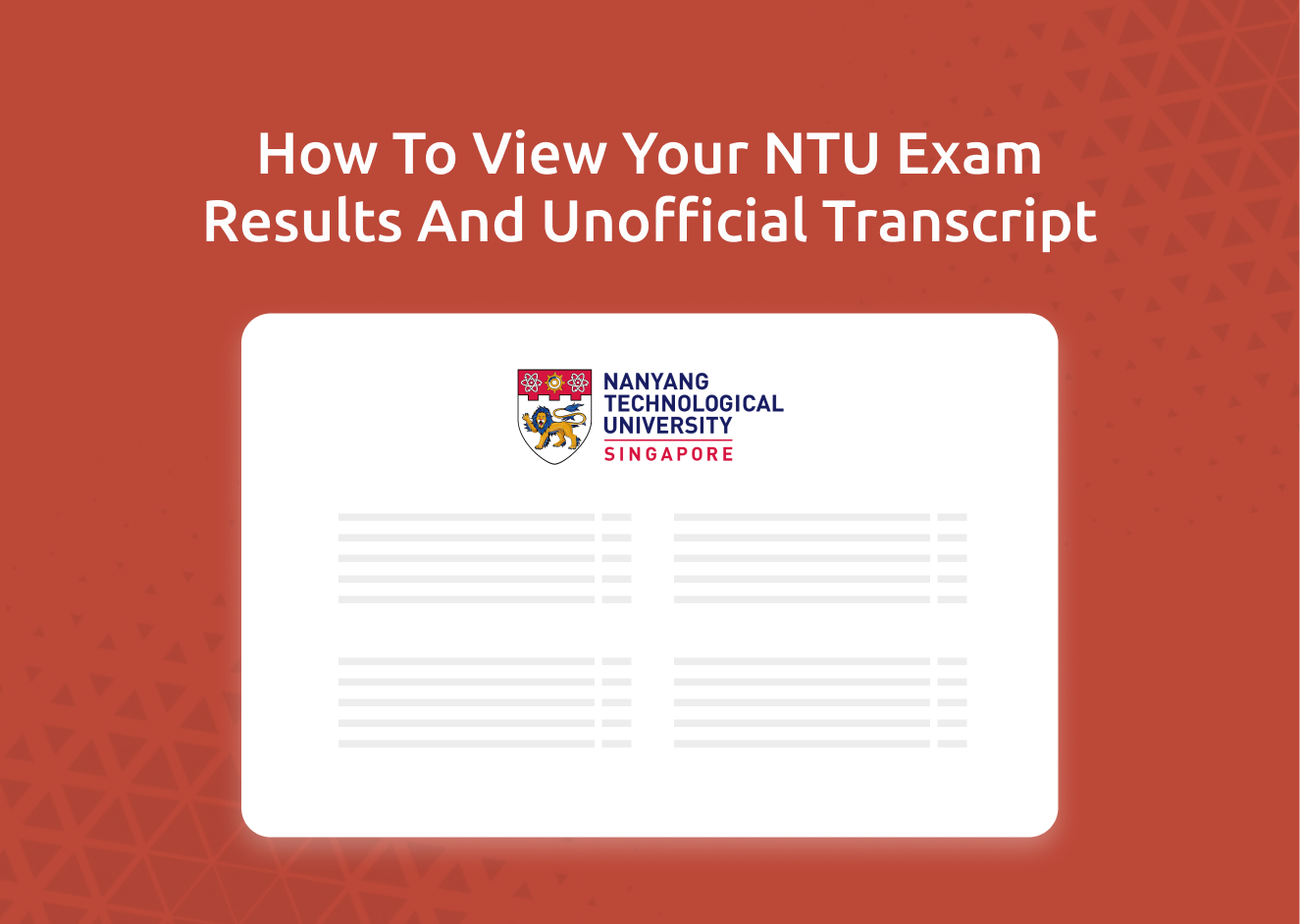 NTU Results And Transcript